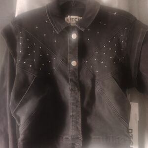 Nordstrom Black Jean Jacket with Studded Detail